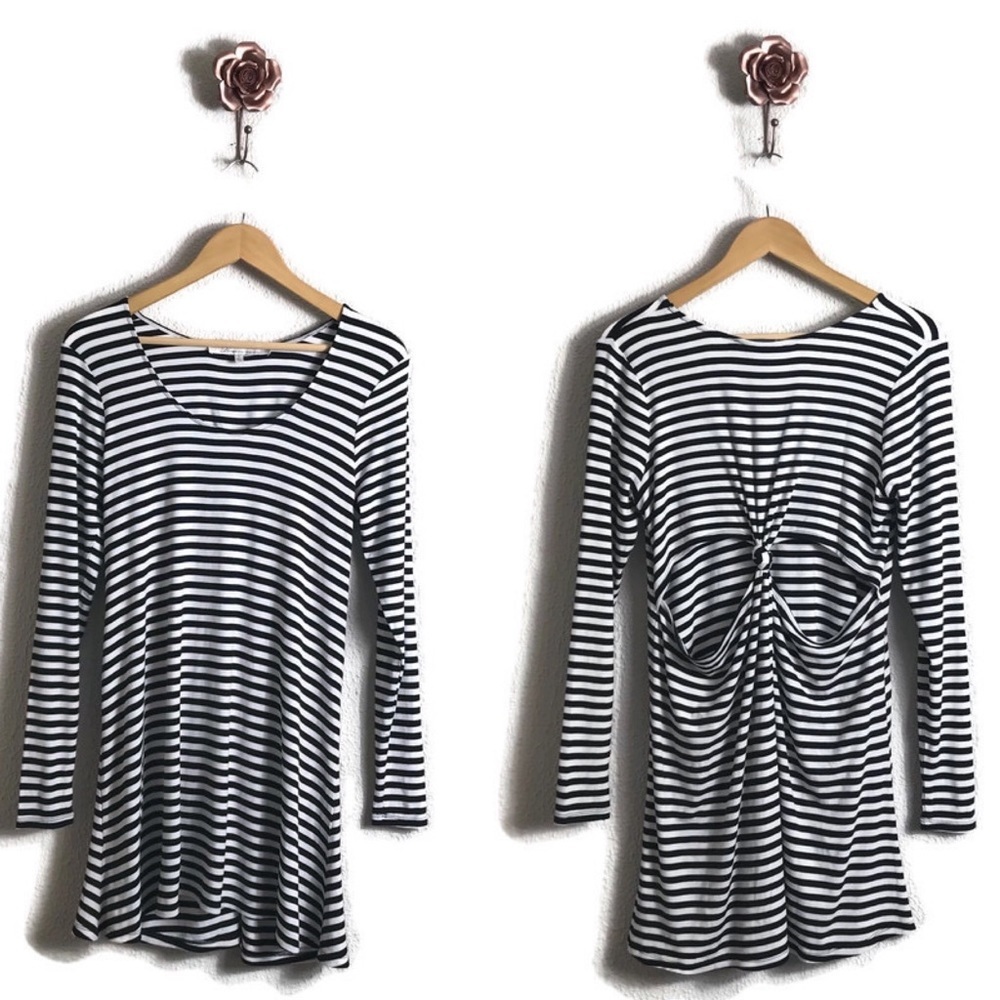 Lovers + Friends Striped Knot Back Cutout Dress Small